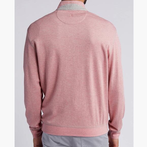 New nwt Johnnie-O Hanks Heathered Quarter Zip Pullover coral light red Small - Picture 2 of 7